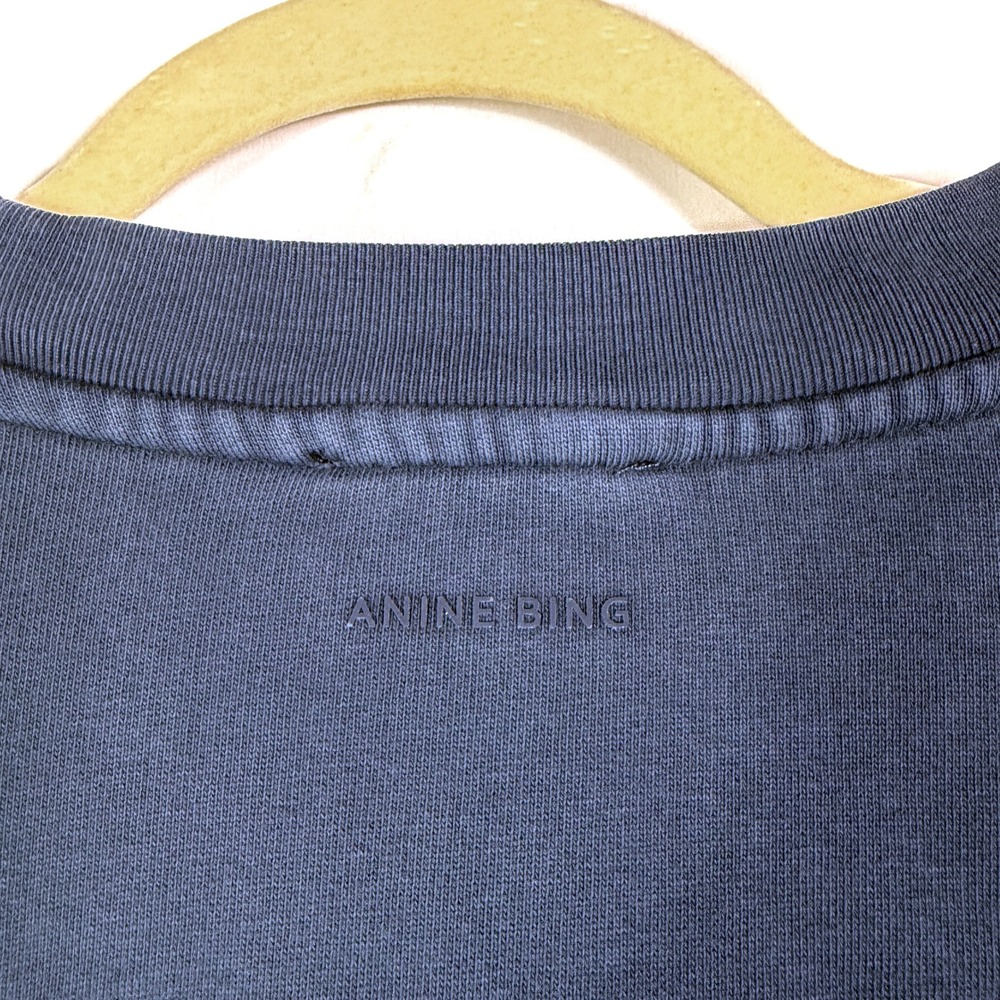 Anine Bing Miles Sweatshirt Navy Blue Chenille AB Patch Varsity Womens Sz S - Picture 10 of 10